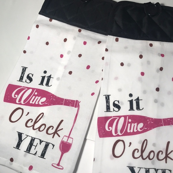 Host Pick ✨Oven Hanging Wine O’clock Kitchen Towels🍷 - Picture 4 of 8